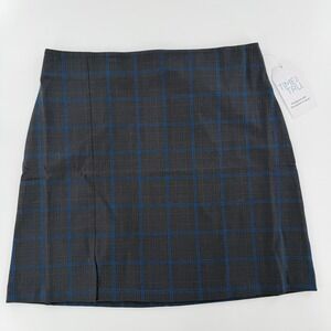 Time and Tru Plaid Mini Skirt Modern Women Size S 4-6 Gray Blue Glen Check NWT